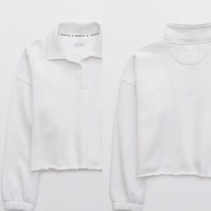 Aerie White Cropped Sweatshirt. Slight marks, hardly noticeable. See photos.